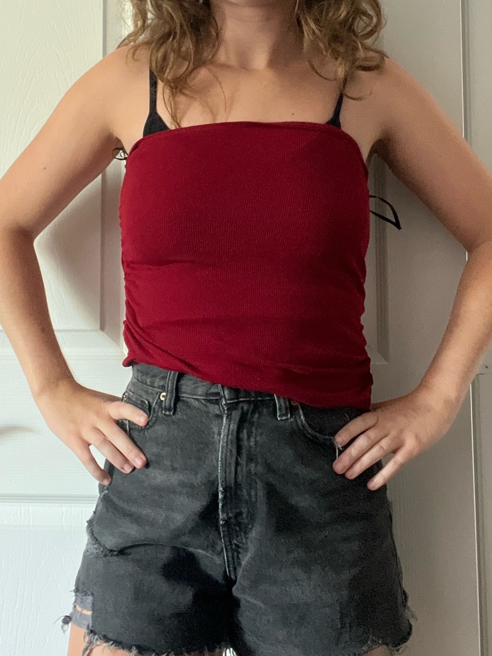 Red Ruched Tube Top - Picture 5 of 5